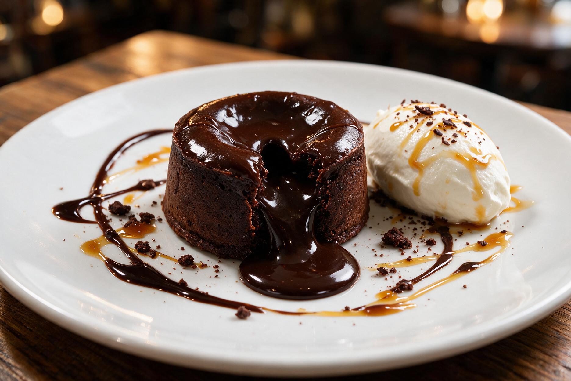 Coulant de chocolate con nata y corazón fundido